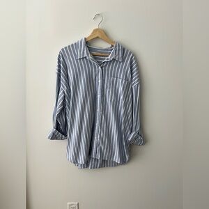 Faherty Blue and White Striped Button-Down Shirt